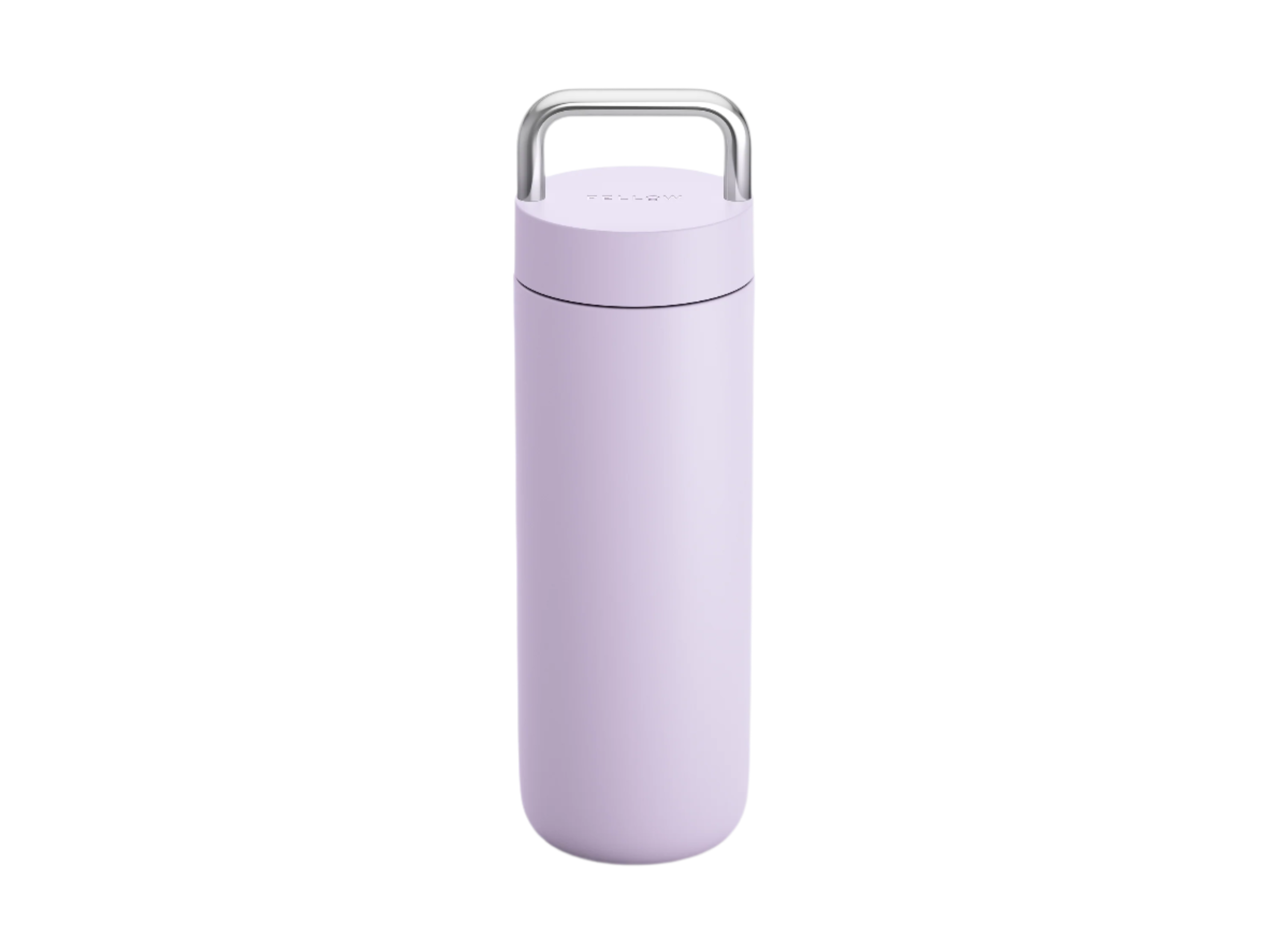 A light purple Fellow Carter Carry insulated water bottle with a metal handle.