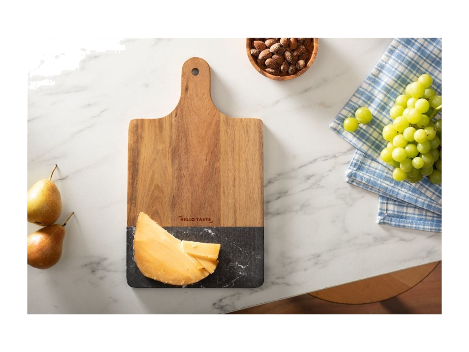 Black Marble and Wood Cutting Board