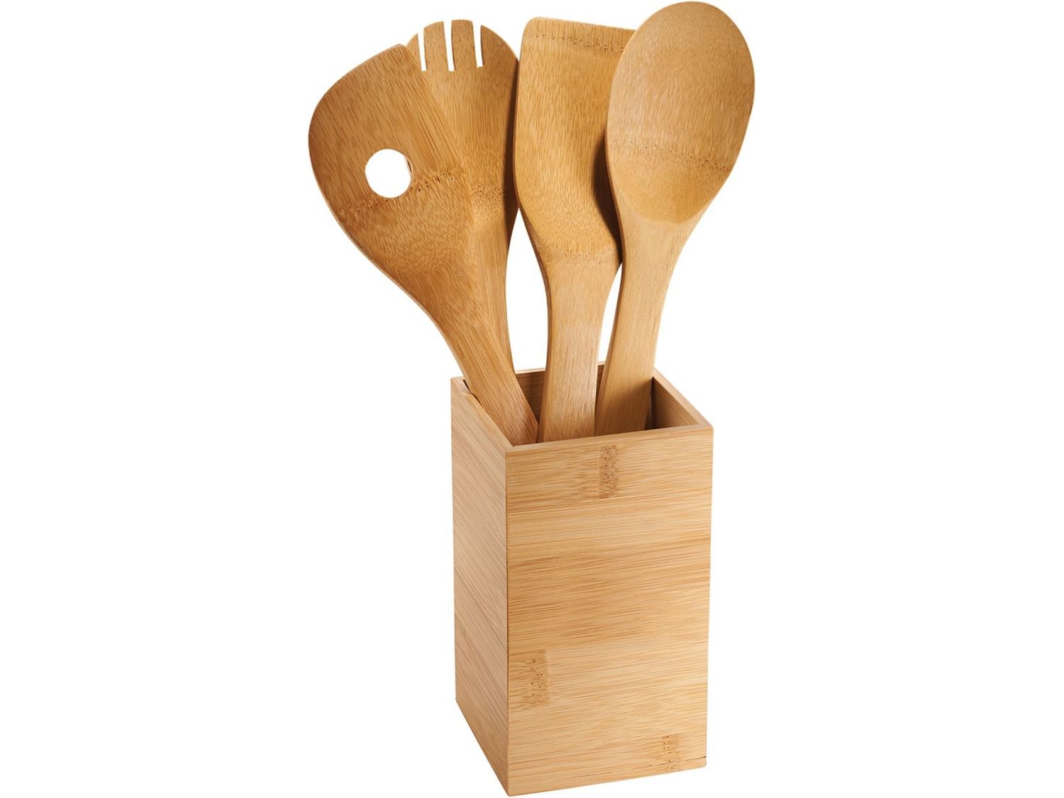 Bamboo 4-piece Kitchen Tool Set and Canister