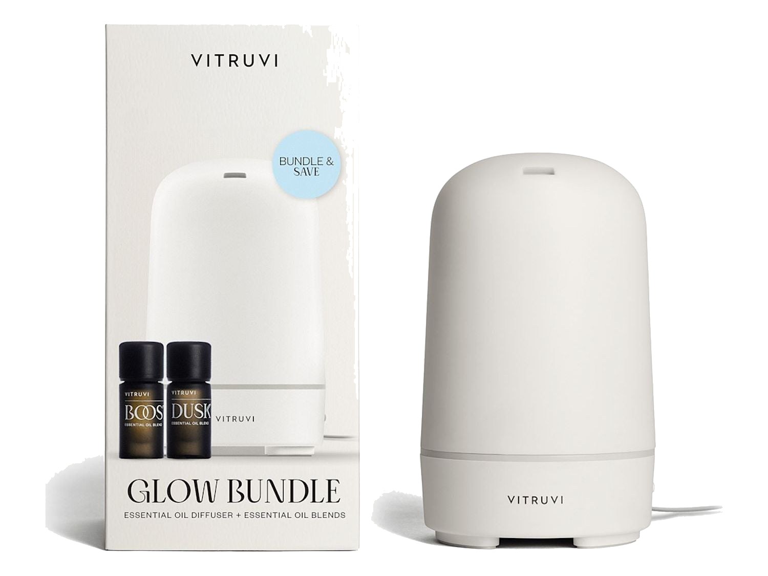 Vitruvi Glow Diffuser and Essential Oils Bundle Set