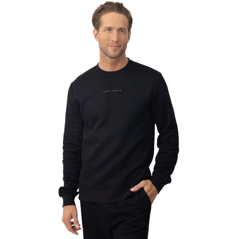 Man wearing black cityscape pullover with white background |Color:Black