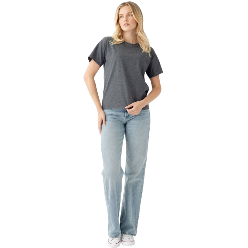 Woman wearing black tee with white background |Color:Jet Black