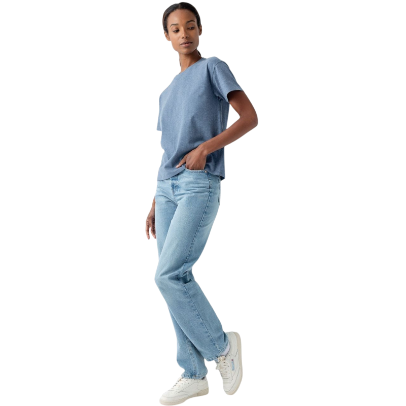 Woman wearing black tee with white background |Color:Jet Black