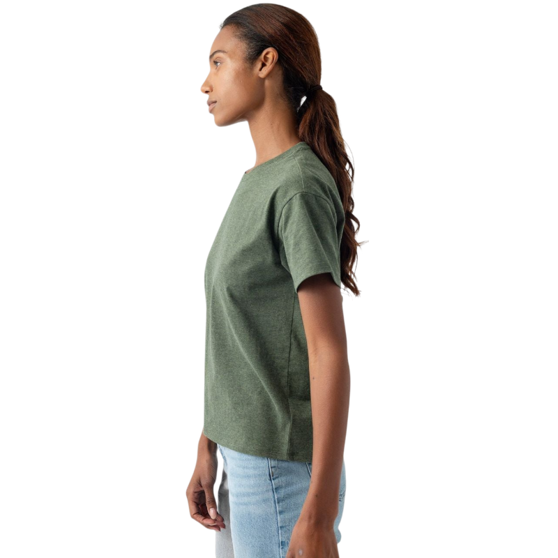 Woman wearing black tee with white background |Color:Jet Black