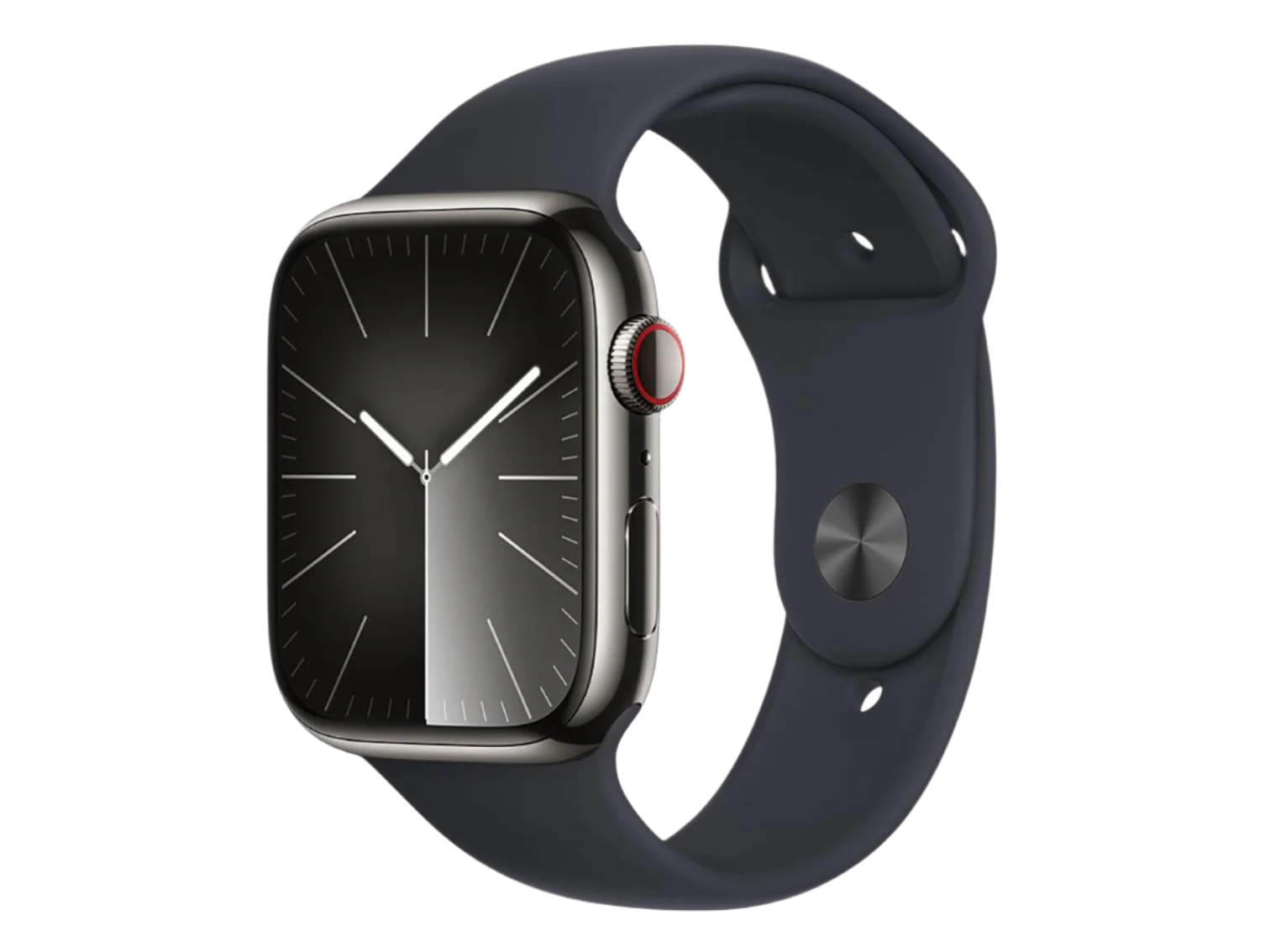 Apple Watch Series 9 GPS + Cell 45mm Graphite SS Case w/ Midnight M/L Sport Band