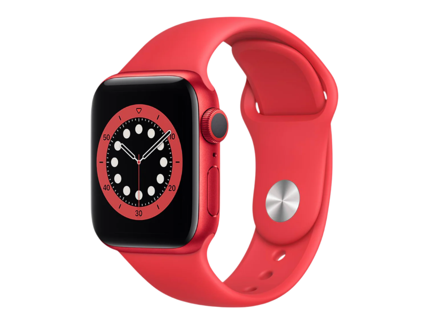Apple S6 Watch 44mm Red Alum Case w/ Red Sport Band