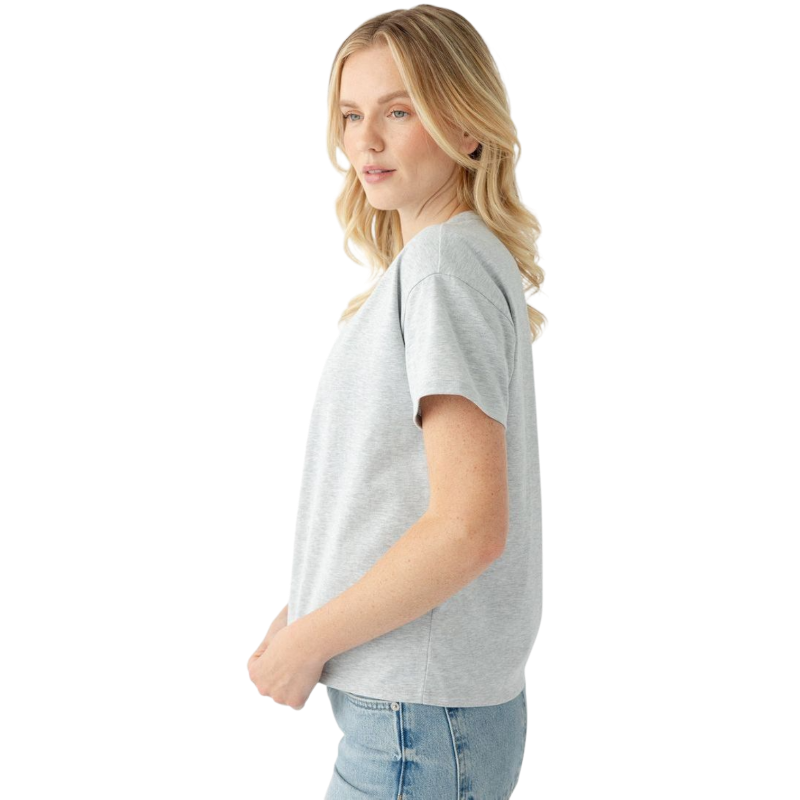 Woman wearing black tee with white background |Color:Jet Black