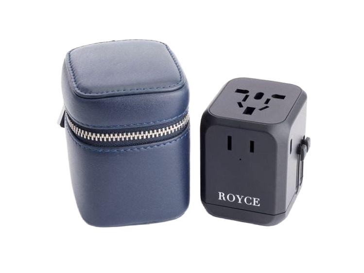 Royce International Travel Adapter and Leather Case