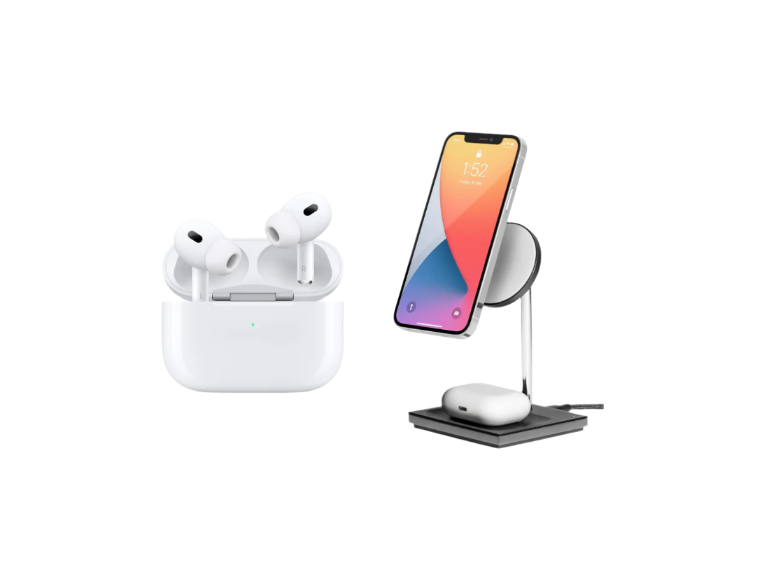 Apple AirPods Pro 2nd Gen w/ MagSafe & Snap 2-in-1 Wireless Charger Black