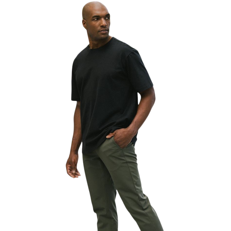 Man in olive tee with white background |Color:Olive