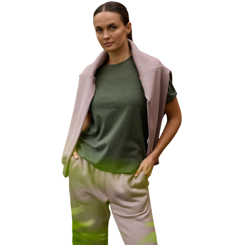 Woman wearing black tee with white background |Color:Jet Black