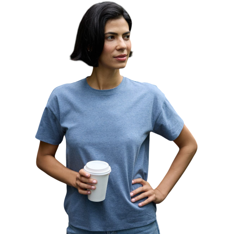 Woman wearing black tee with white background |Color:Jet Black