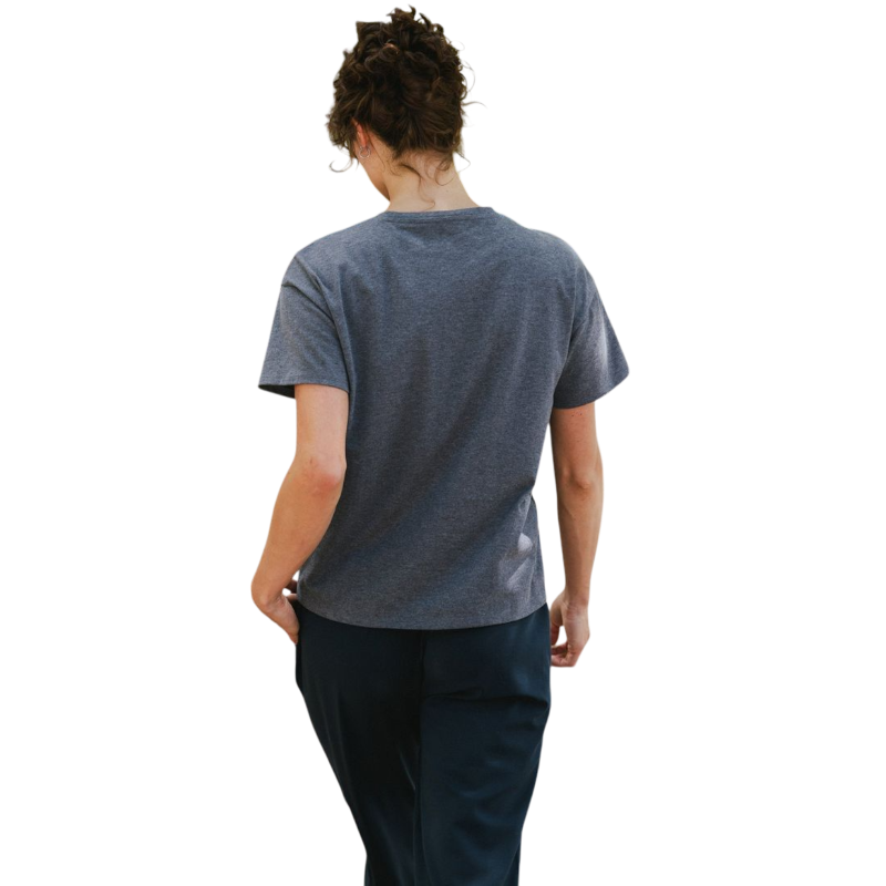 Woman wearing black tee with white background |Color:Jet Black