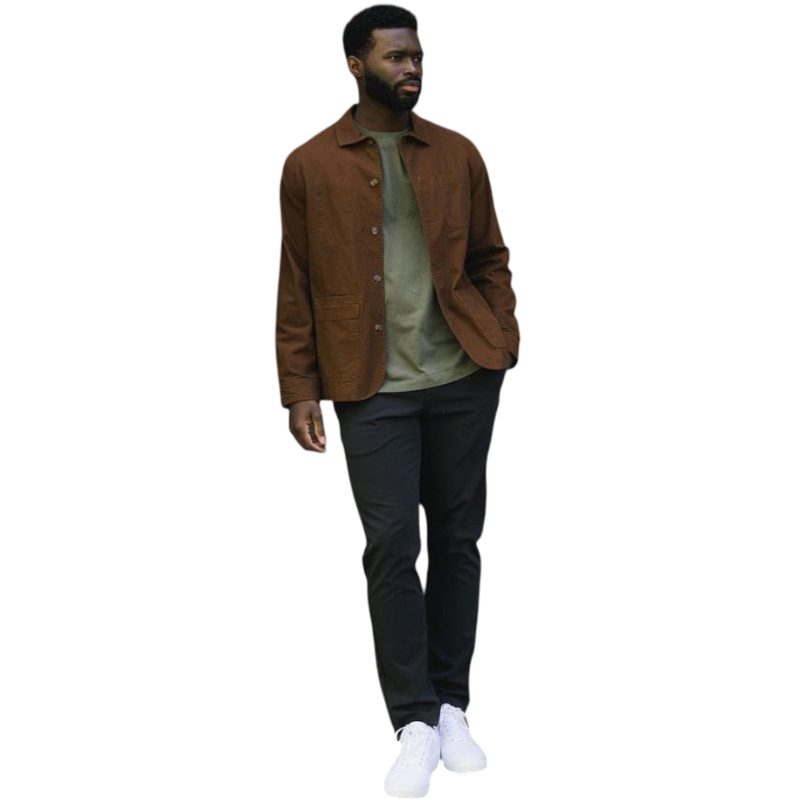 Man in olive tee with white background |Color:Olive