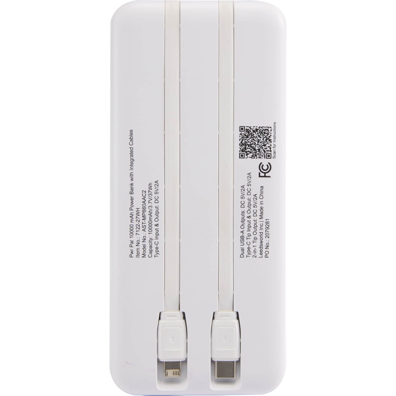 Pwr Pal 10000 mAh Power Bank with Integrated Cable