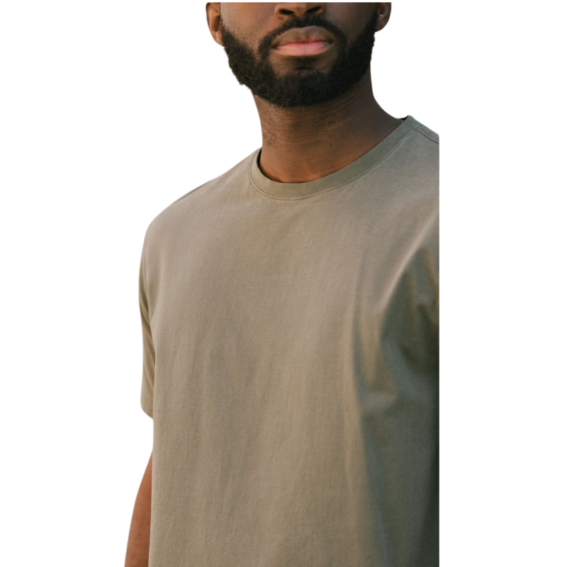 Man in olive tee with white background |Color:Olive