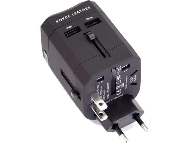 Royce International Travel Adapter and Leather Case