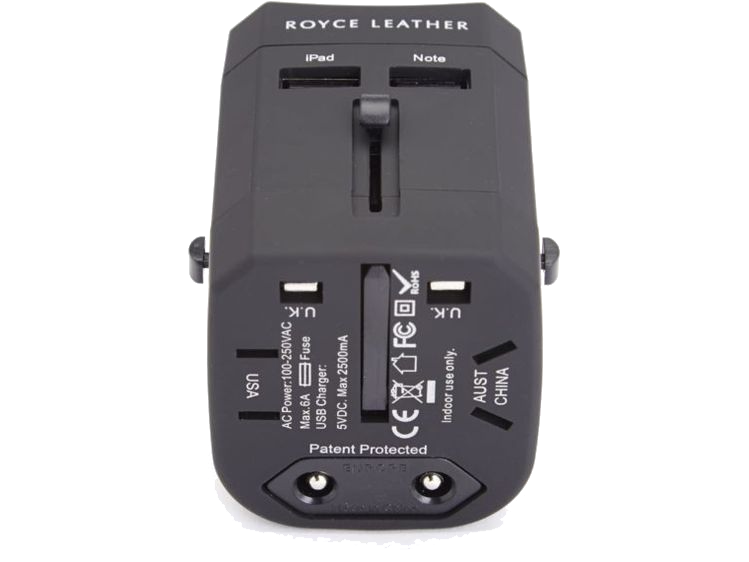 Royce International Travel Adapter and Leather Case