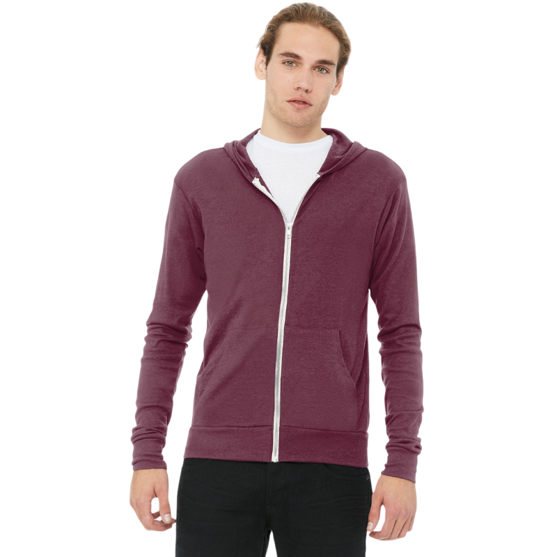 BELLA+CANVAS ® Unisex Triblend Full-Zip Lightweight Hoodie