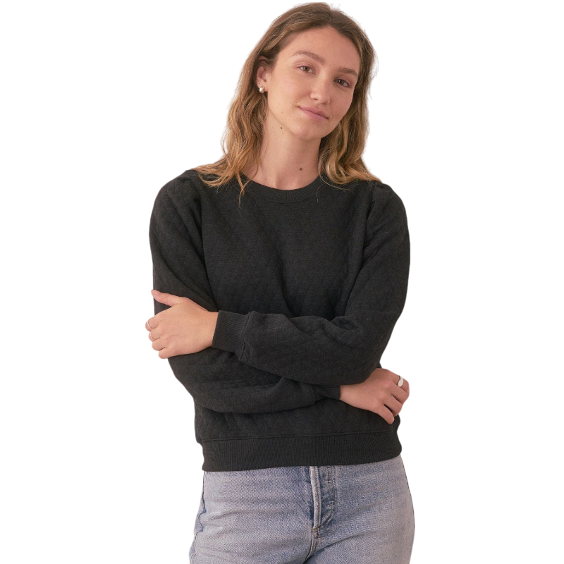 Marine Layer Women's Corbet Quilted Puff Sleeve Crewneck