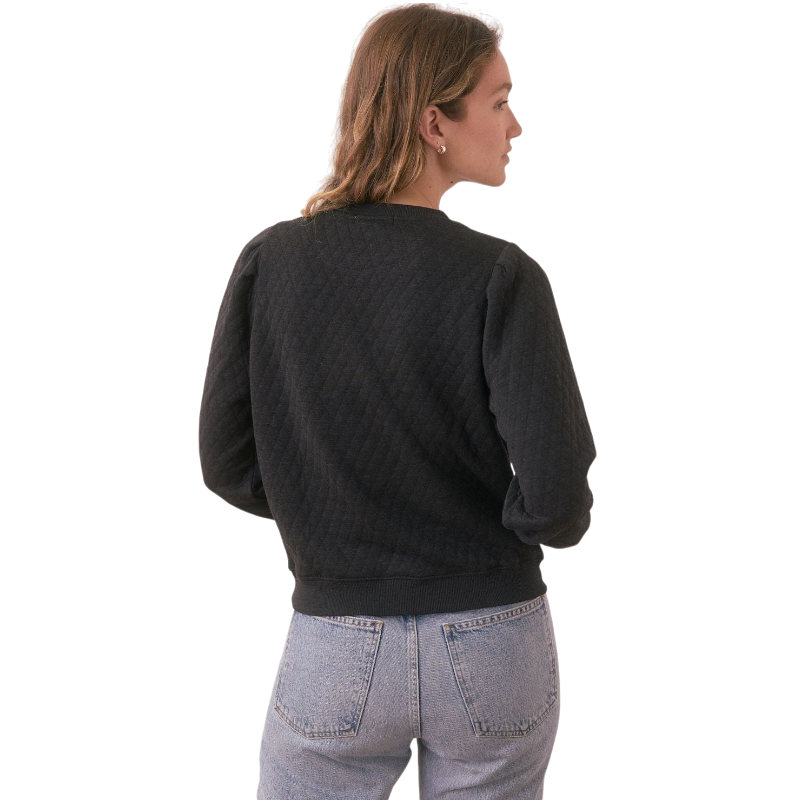 Marine Layer Women's Corbet Quilted Puff Sleeve Crewneck