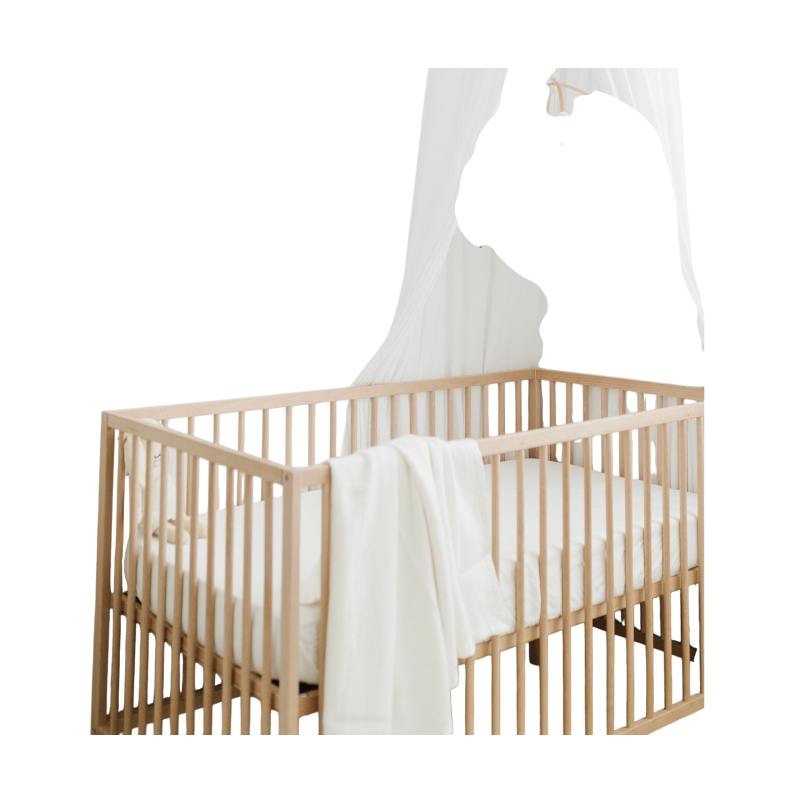 White baby blanket with knitted stuffed bunny