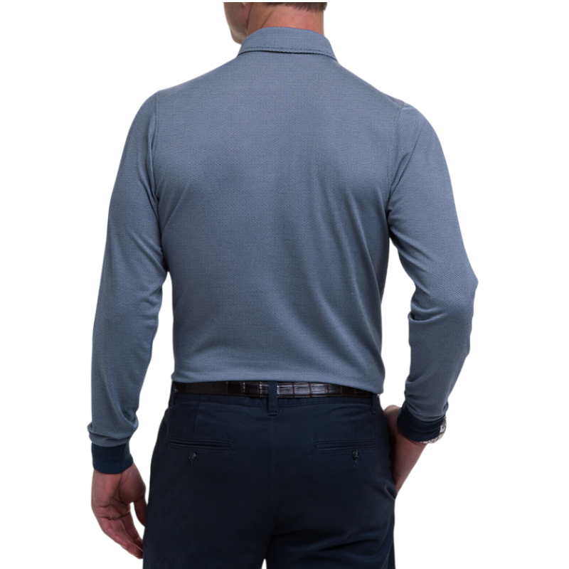 Fairway & Greene Men's Herringbone Natural Jersey Long-Sleeve Polo