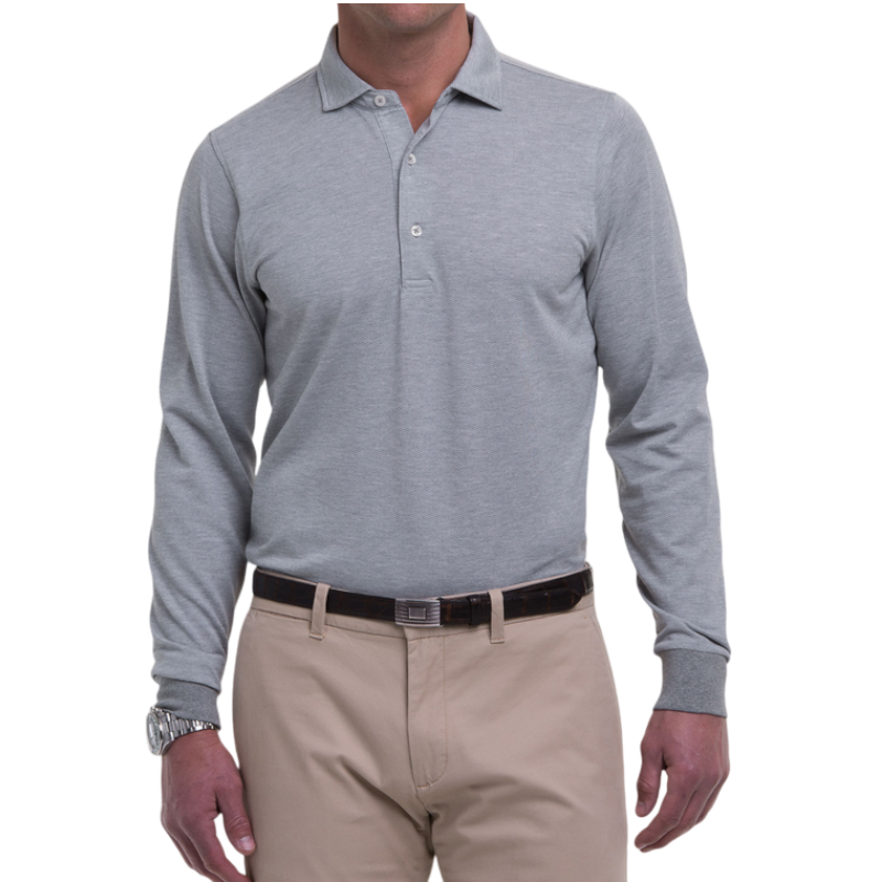 Fairway & Greene Men's Herringbone Natural Jersey Long-Sleeve Polo