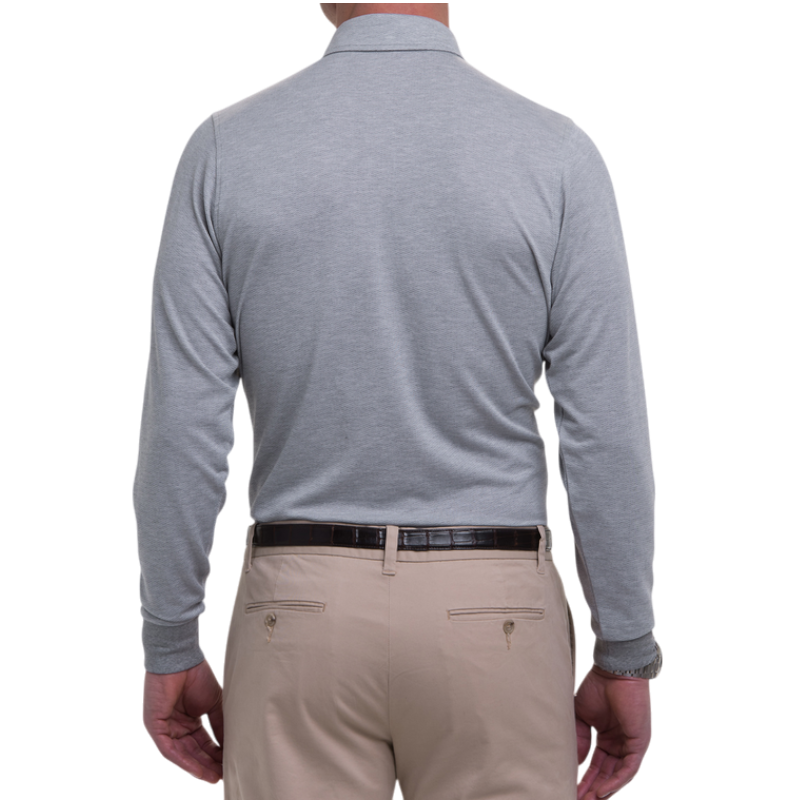 Fairway & Greene Men's Herringbone Natural Jersey Long-Sleeve Polo