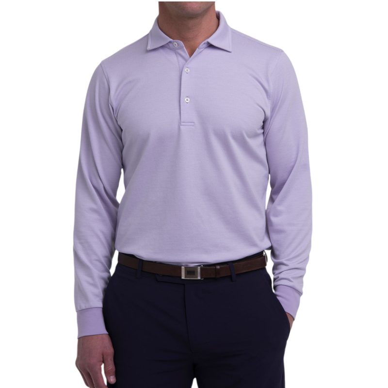 Fairway & Greene Men's Herringbone Natural Jersey Long-Sleeve Polo