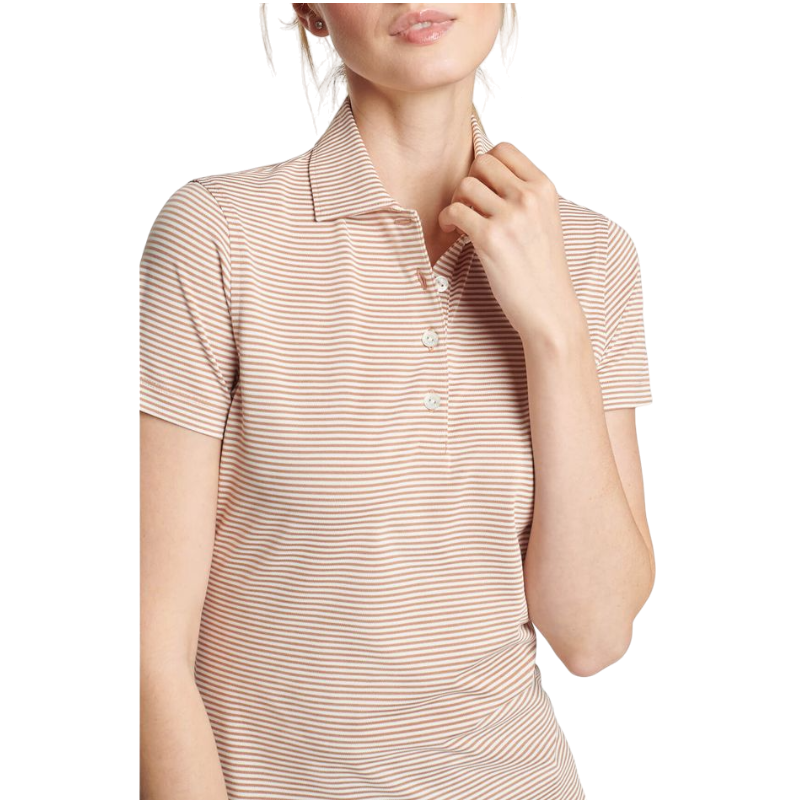Peter Millar Women's Vista Stripe Sport Mesh Short Sleeve Button Polo