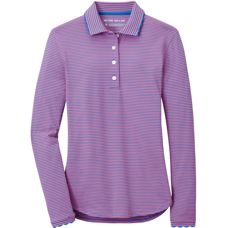 Peter Millar Women's Vista Stripe Opal Long-Sleeve Stretch Jersey Polo