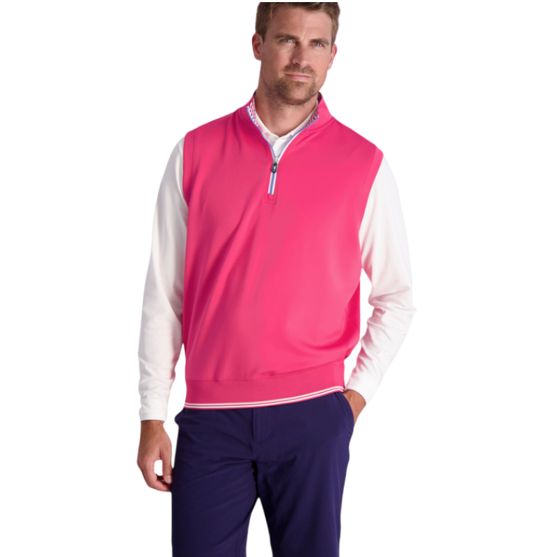 Fairway & Greene Men's Neck Print Caves Quarter-Zip Vest