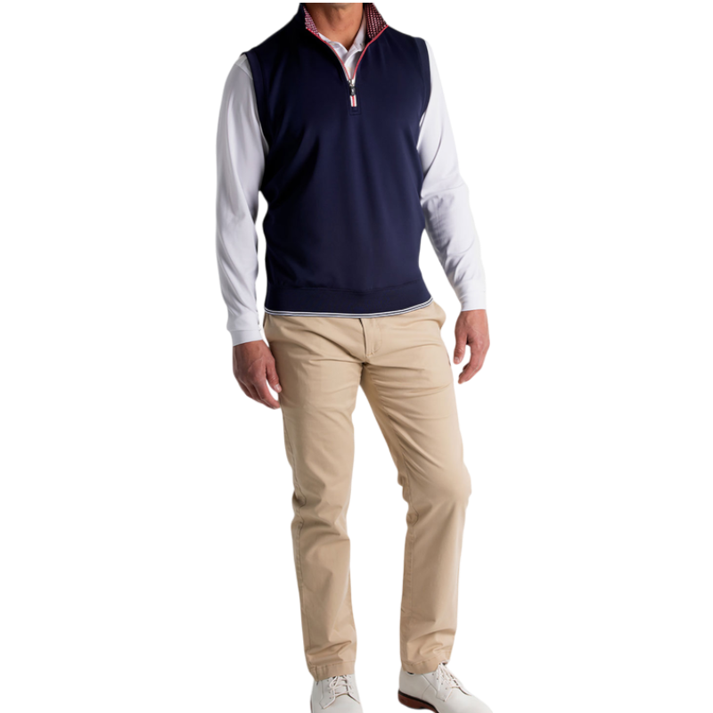 Fairway & Greene Men's Neck Print Caves Quarter-Zip Vest