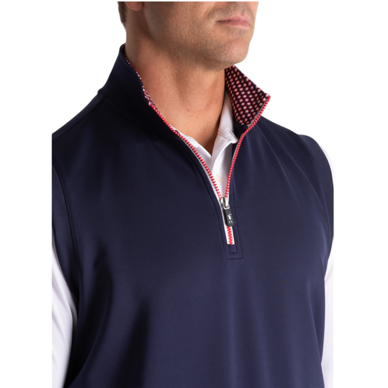 Fairway & Greene Men's Neck Print Caves Quarter-Zip Vest