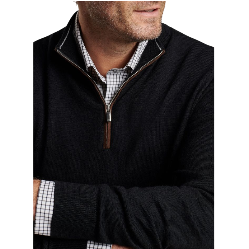 Peter Millar Men's Autumn Crest Suede Trim Quarter-Zip