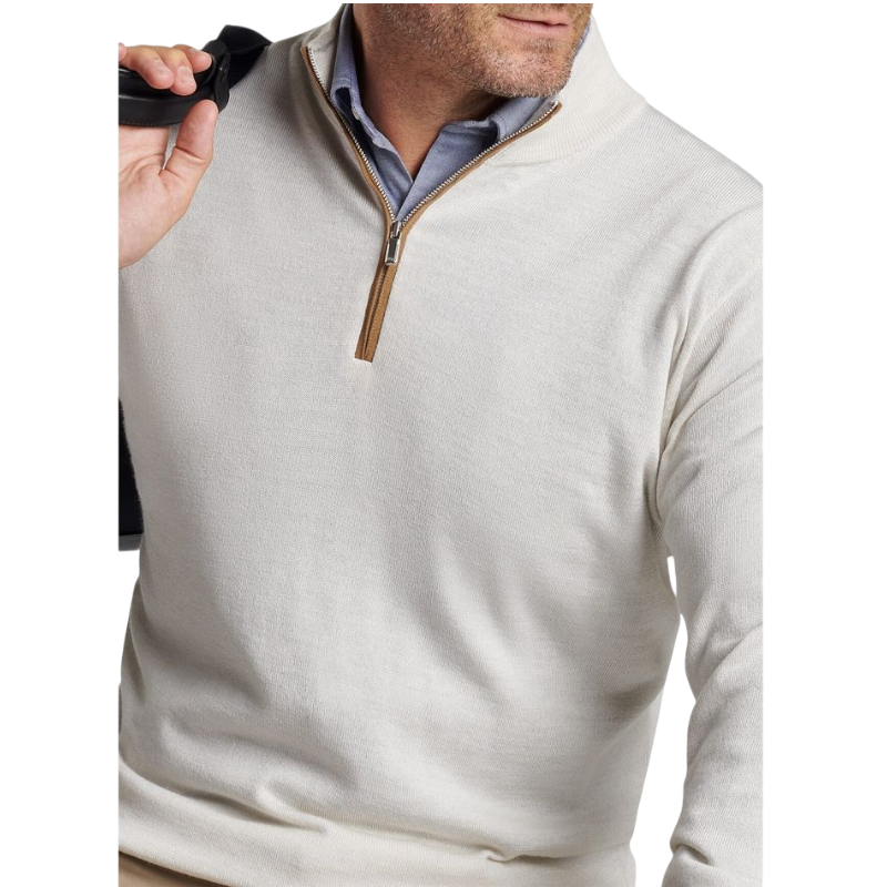 Peter Millar Men's Autumn Crest Suede Trim Quarter-Zip