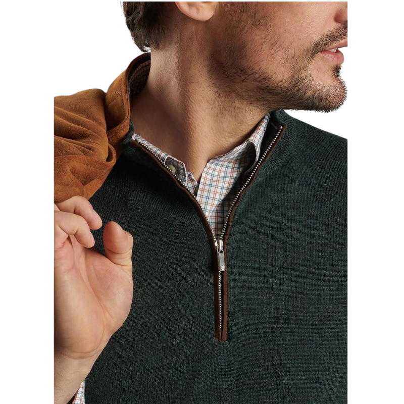 Peter Millar Men's Autumn Crest Suede Trim Quarter-Zip