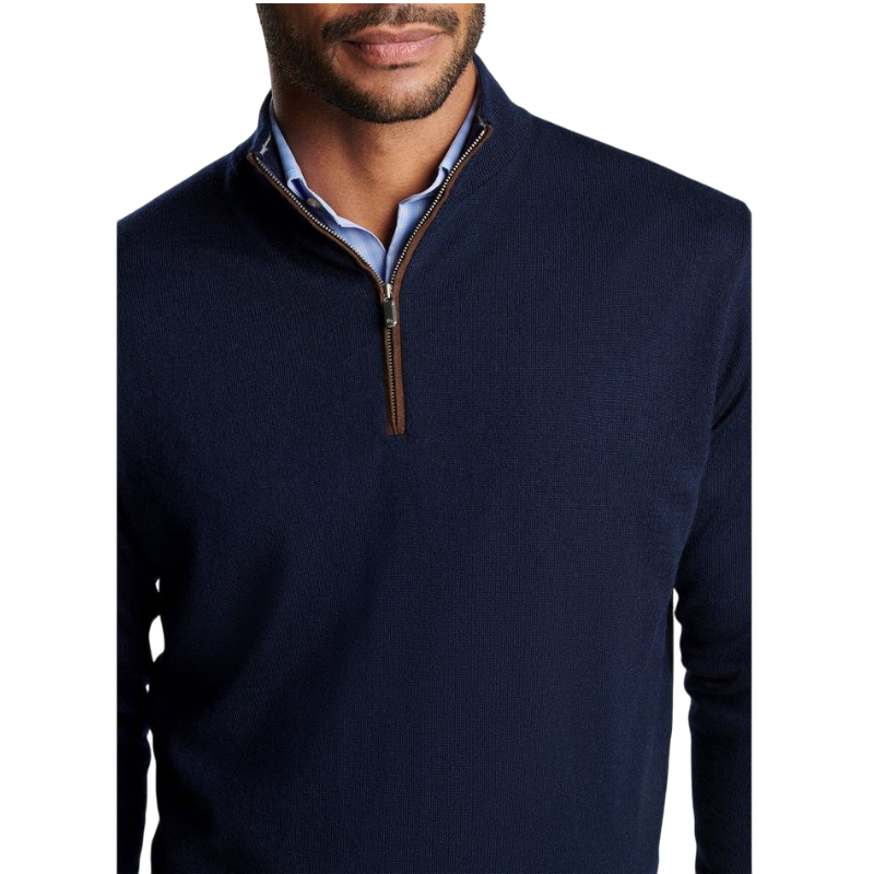 Peter Millar Men's Autumn Crest Suede Trim Quarter-Zip