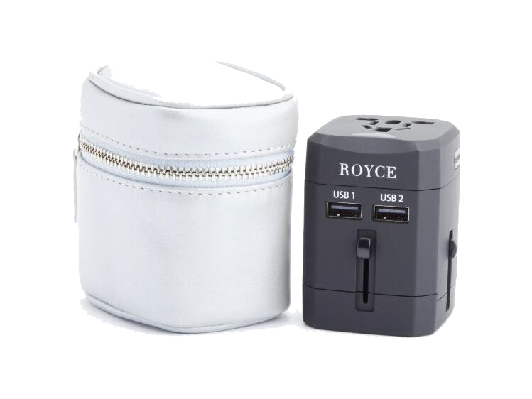 Royce International Travel Adapter and Leather Case