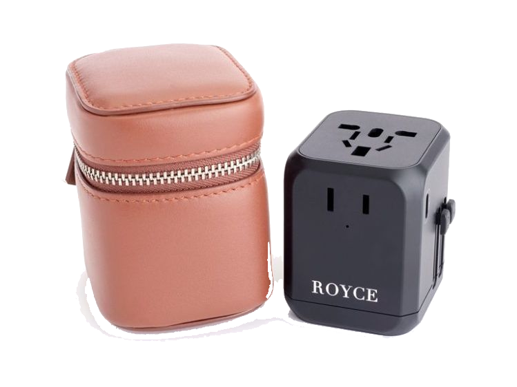 Royce International Travel Adapter and Leather Case