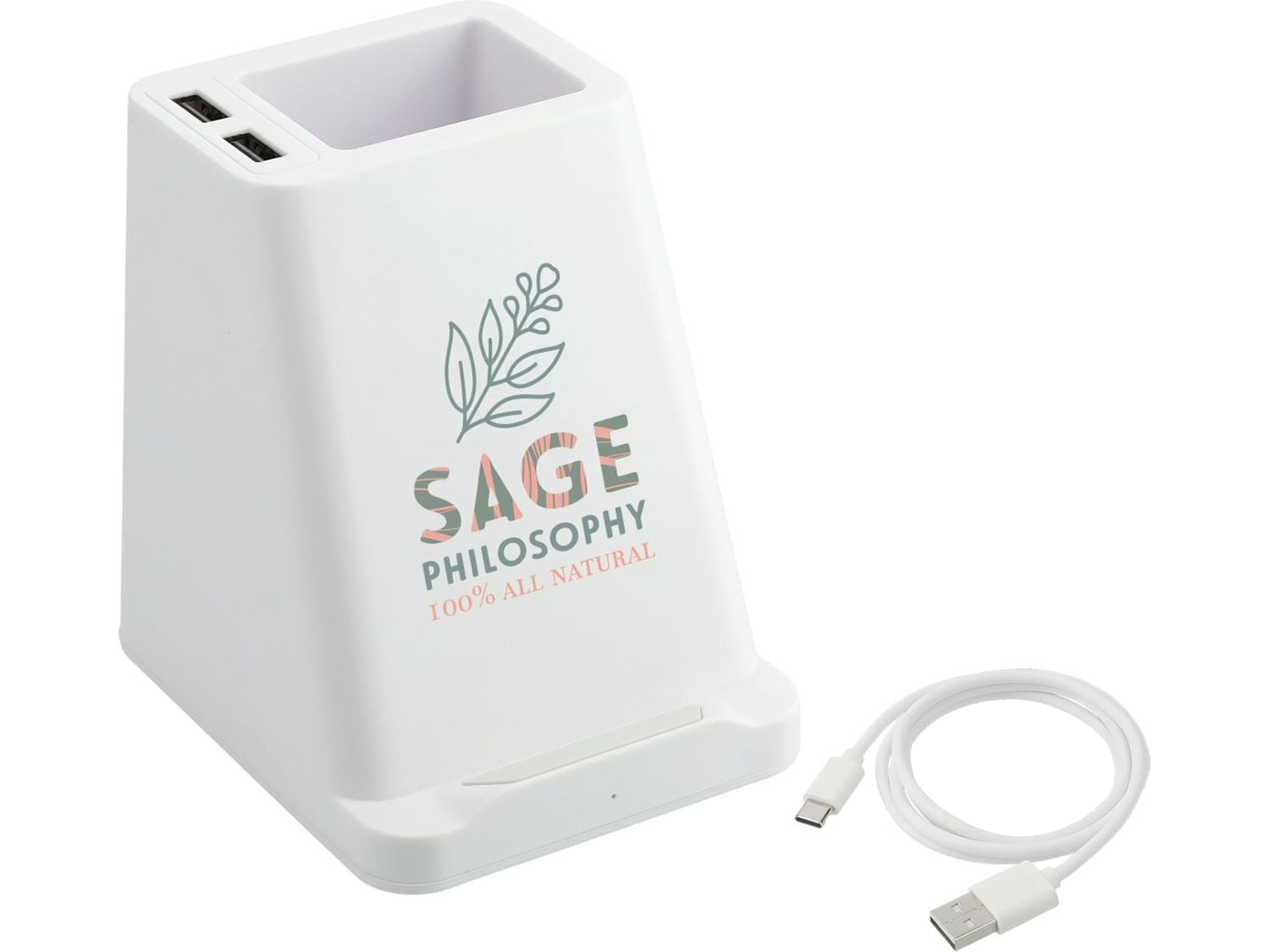 Wireless Charging Pen Holder w/ Dual Outputs