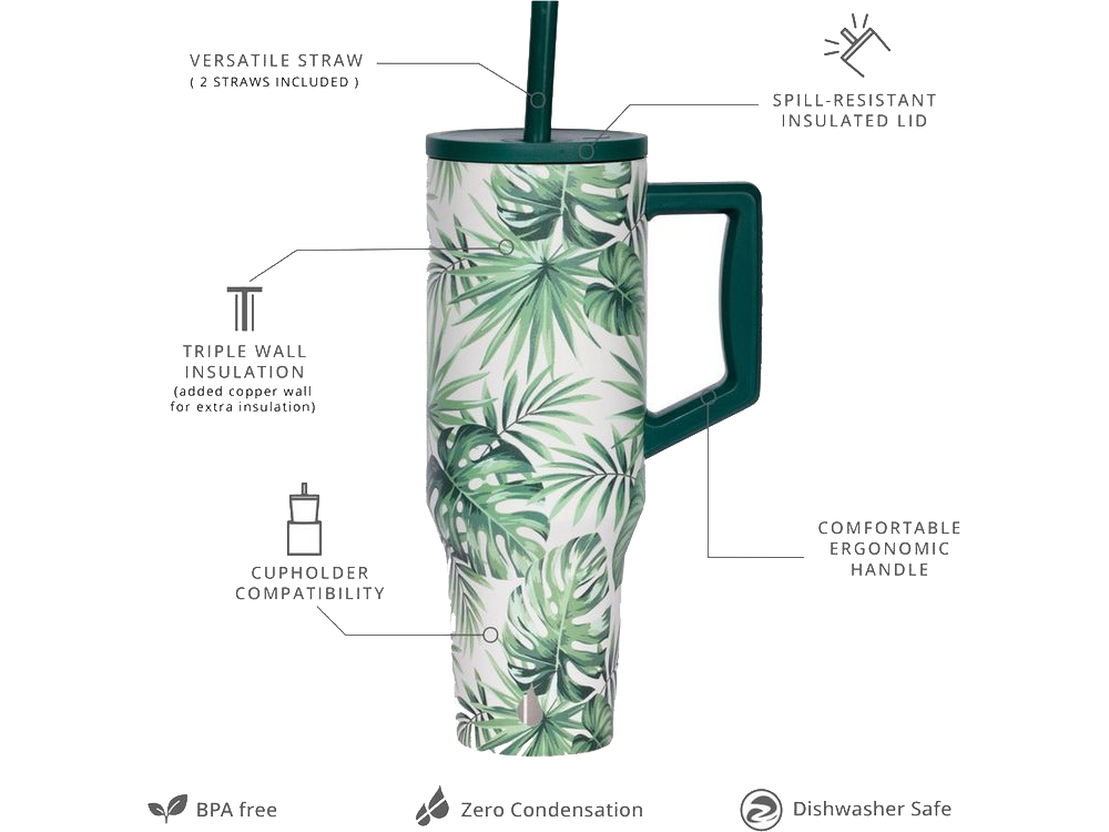 Elemental Commuter 40oz Tumbler - Monstera