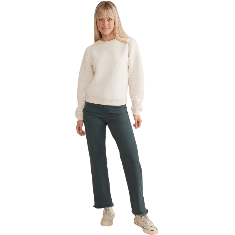 Marine Layer Women's Corbet Quilted Puff Sleeve Crewneck