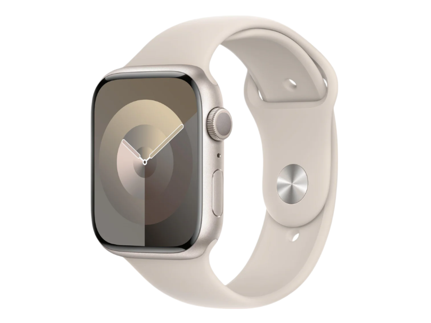 Apple Watch Series 9 GPS 45mm Starlight Aluminum Case w/ Starlight M/L Sport Band - Smart Watches