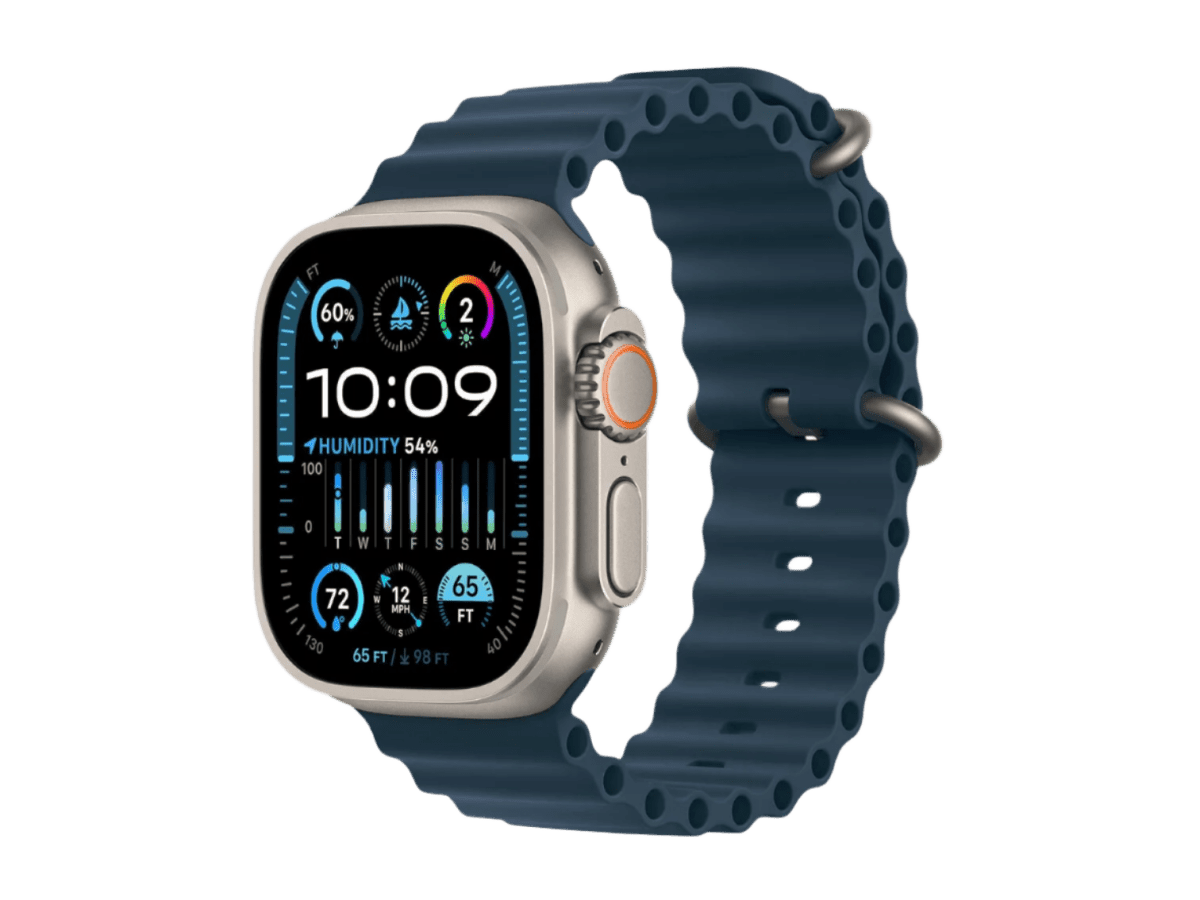 Apple Watch Ultra 2 GPS + Cell 49mm Silver Titanium Case w/ Blue Ocean Band - Smart Watches - SwagWear