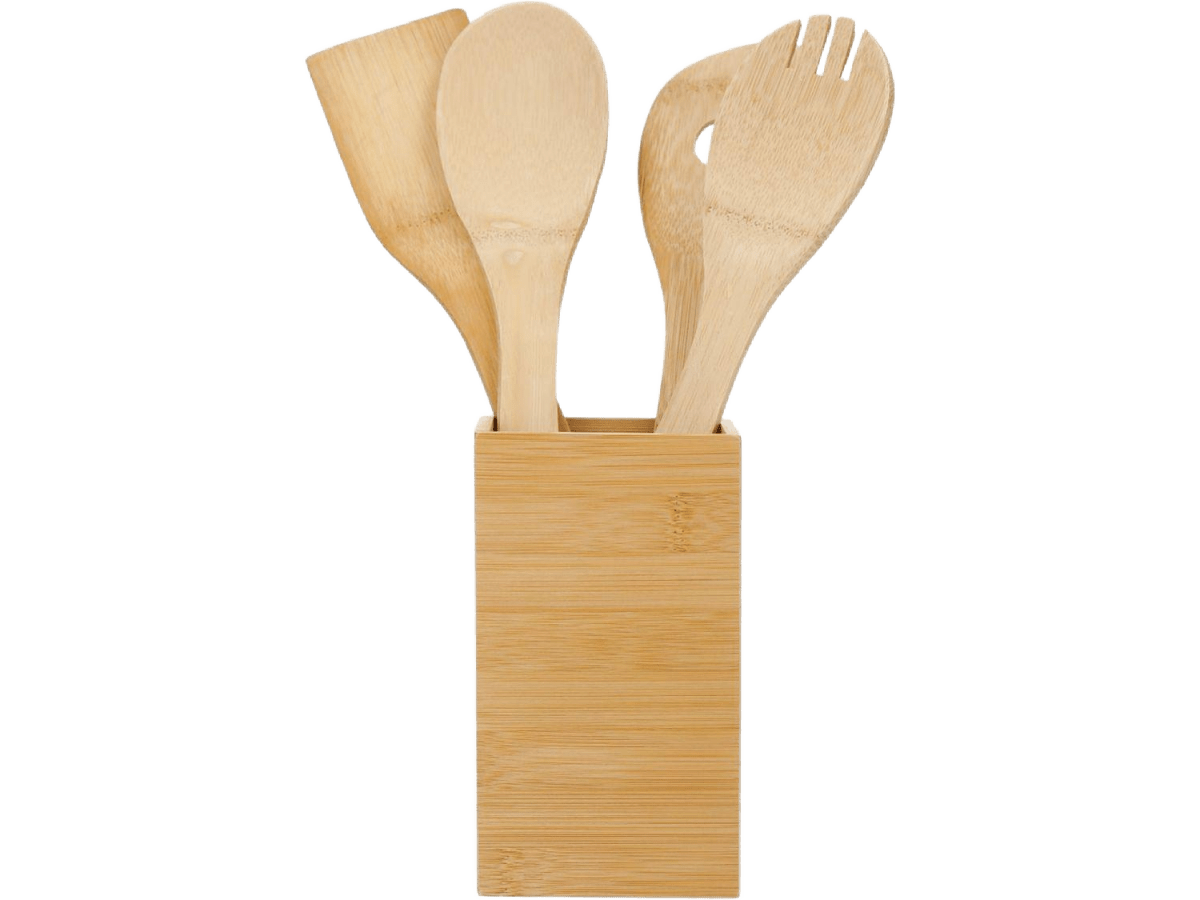 Bamboo 4-piece Kitchen Tool Set and Canister - Homewares - SwagWear
