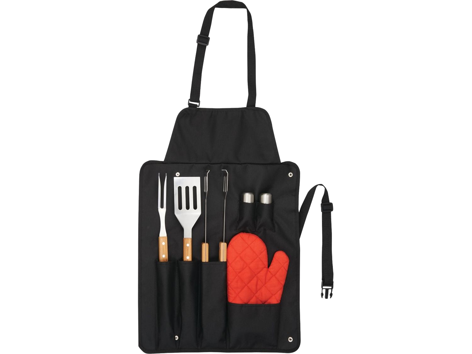 BBQ Now Apron and 7 piece BBQ Set - Black - Aprons