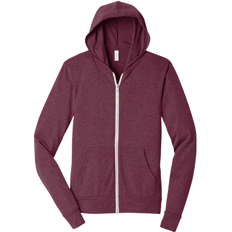 BELLA+CANVAS ® Unisex Triblend Full-Zip Lightweight Hoodie - Full-Zip Hoodies - SwagWear