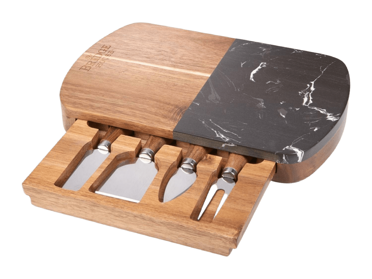 Black Marble Cheese Board Set with Knives - Homewares - SwagWear